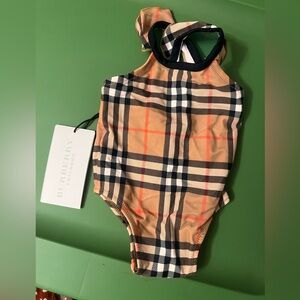 Burberry Beige and Black Plaid Kids Bodysuit